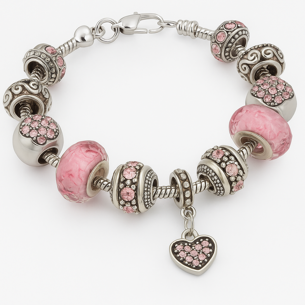 Pink Elegance Charm Bracelet
