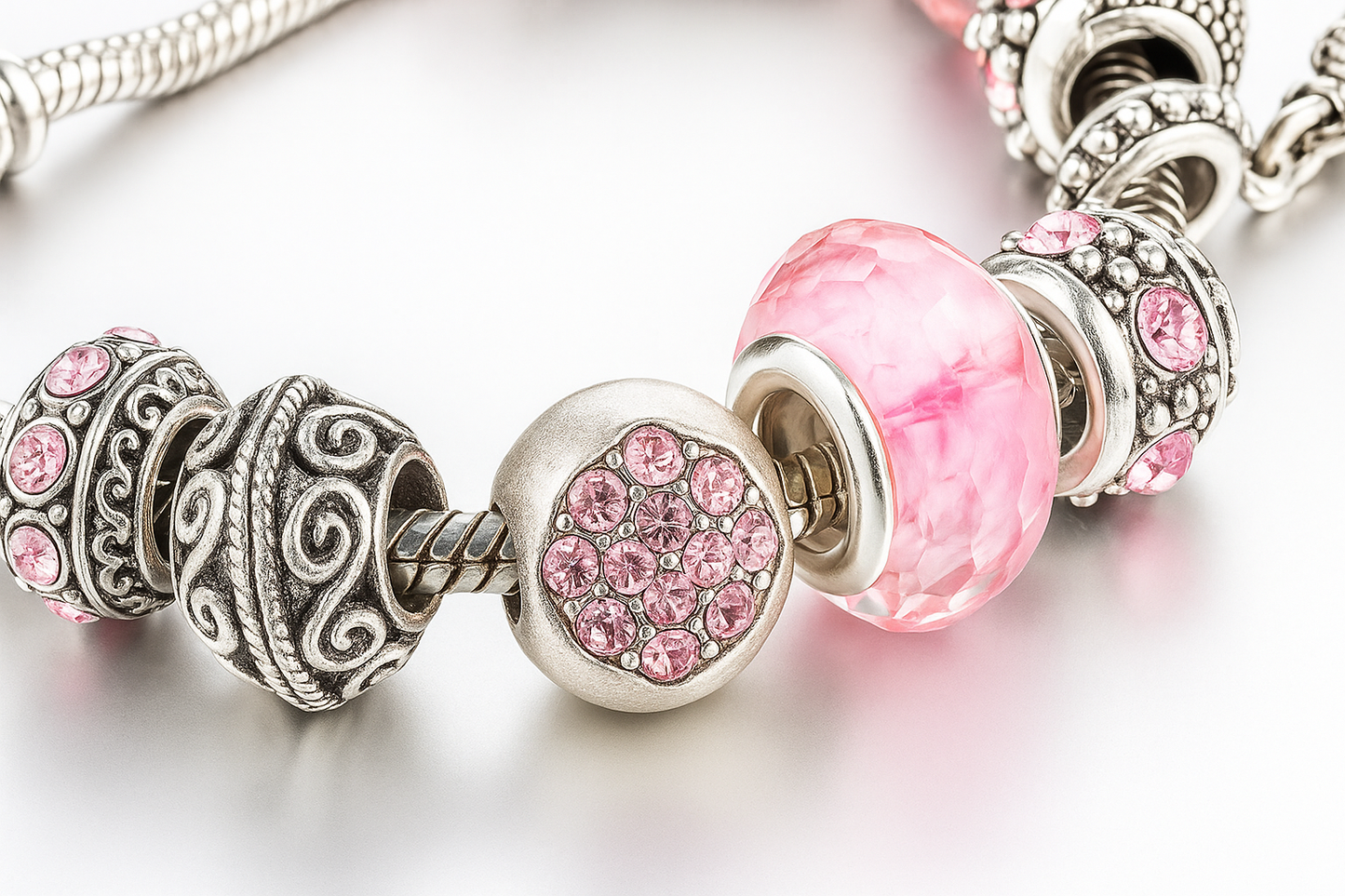 Pink Elegance Charm Bracelet